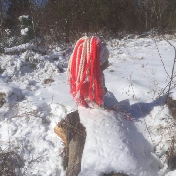 handmade red white pink clown headband yarn twists